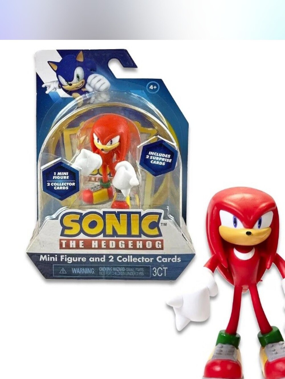 Sonic the Hedgehog Action Figure Knuckles 3" Mini Figure + 2 Collectible Cards